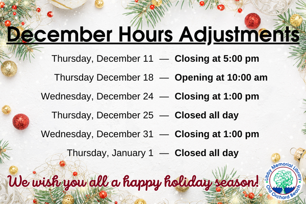 December Hours Adjustments